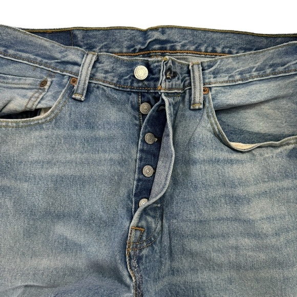 Levi's 501CT Mended High Rise Custom Tapered Blue Button Fly Denim Jeans 32 - Picture 4 of 16